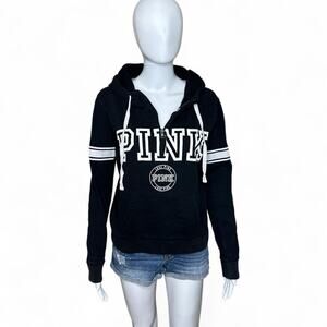 Black white PINK jacket victorias secret size L half zip